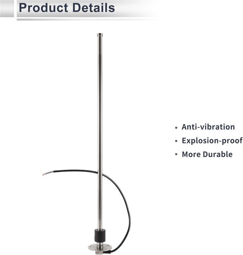 RATCHROLL 1set Fuel Sending Unit and Gauge Kit 650mm Length Boat Fuel Sending Unit Marine Fuel Sender Unit Black Silver Tone Metal 240-33 Ohm - Image 5